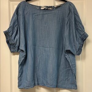 Vineyard Vines Chambray Denim Tie Back S/Sleeve Top
